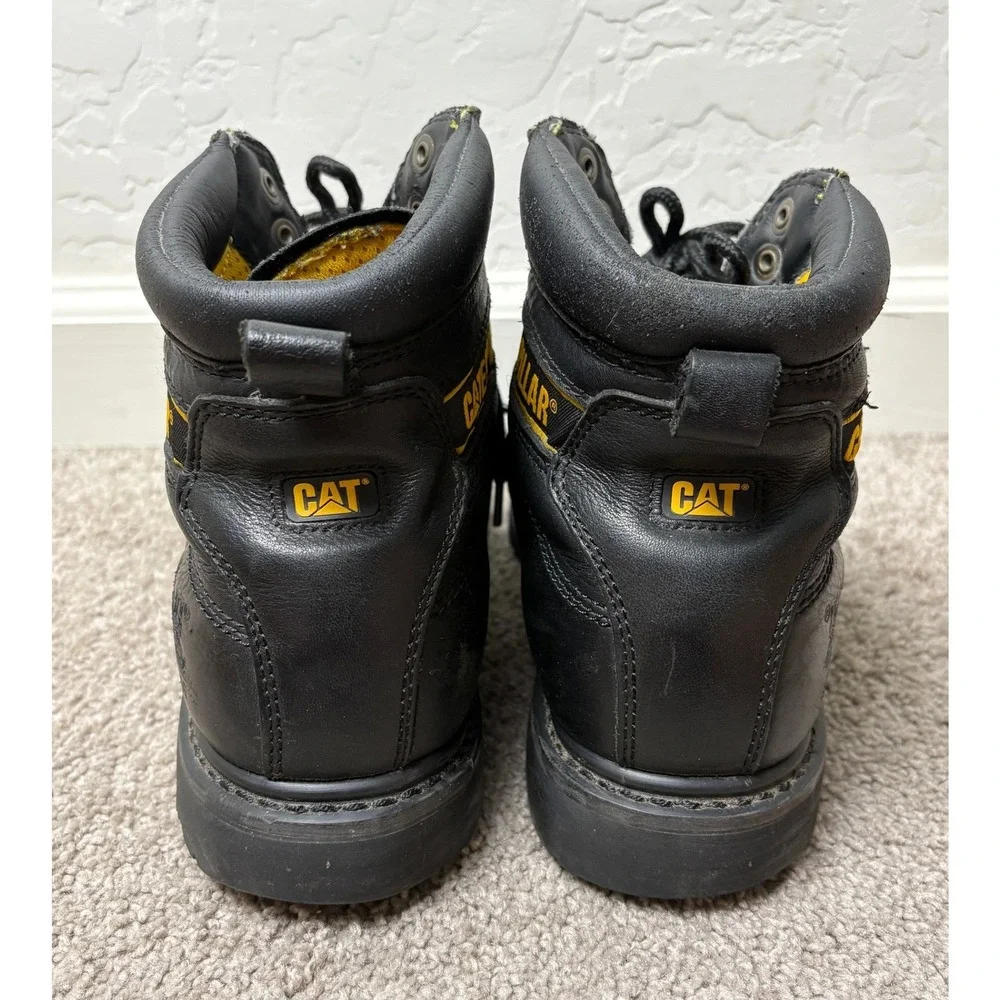 Caterpillar Mens Black Leather Steel Toe Work Boots Wide ASTM F2413-05 10.5W